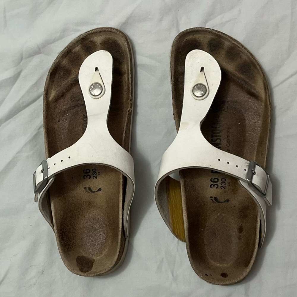 Birkenstock White Leather Sandals